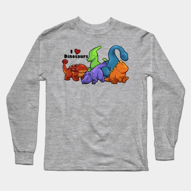 I love Dinosaurs (landscape; pink) Long Sleeve T-Shirt by jpowersart